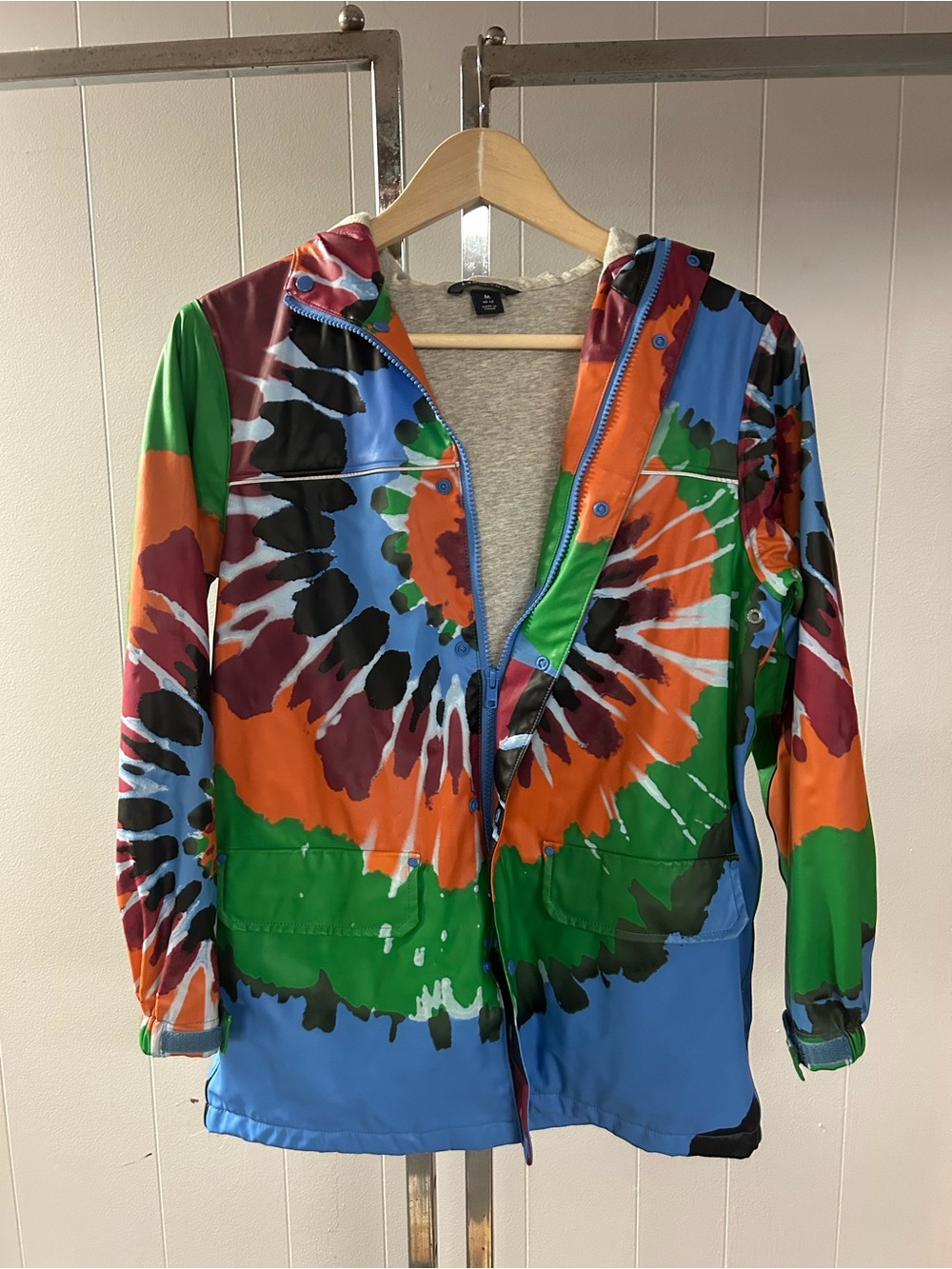 Lands End Tie-Dye Hooded Rain Jacket - Multicolor 10/12 waterproof
